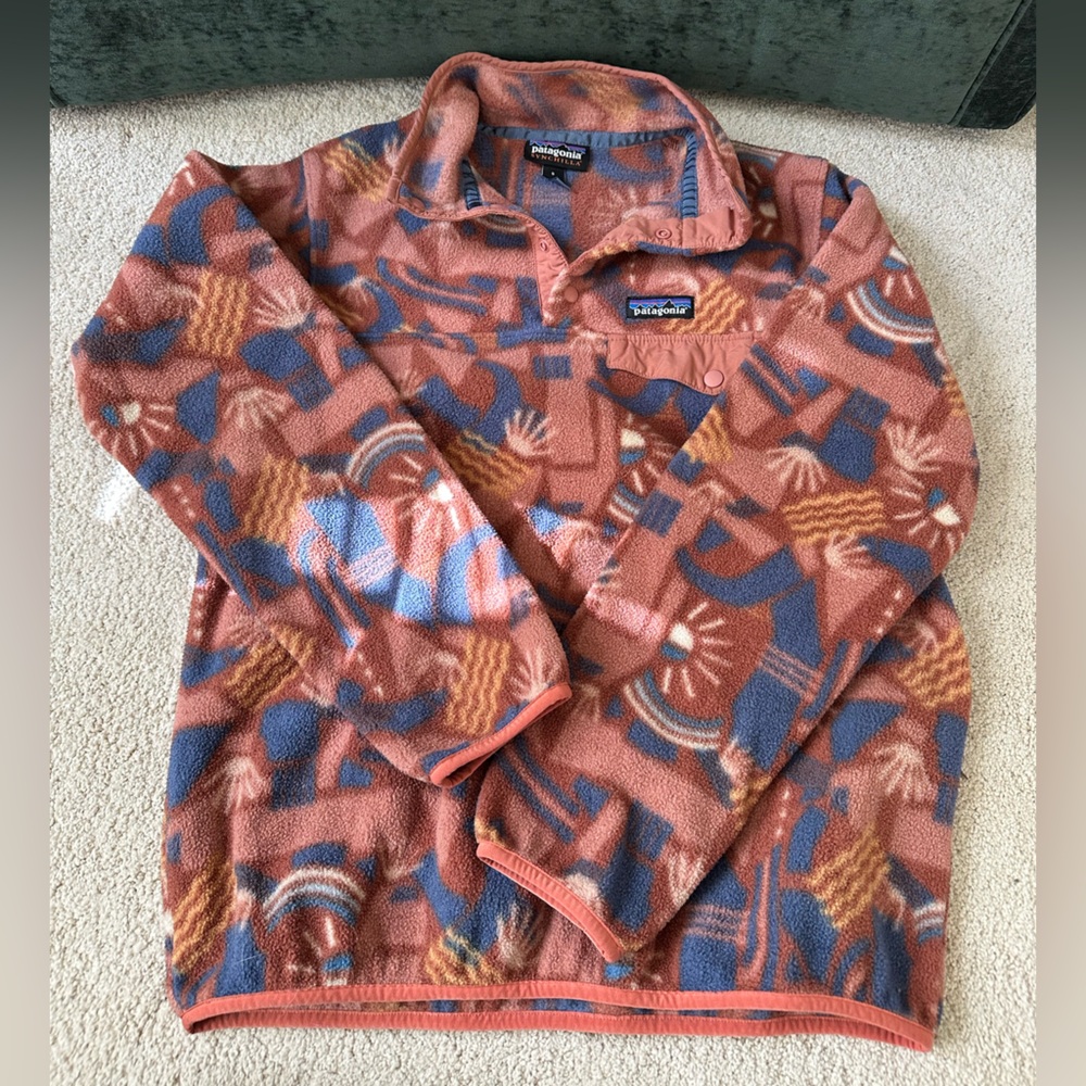 Patagonia size small canyon block big sisu Aztec snap synchilla pullover